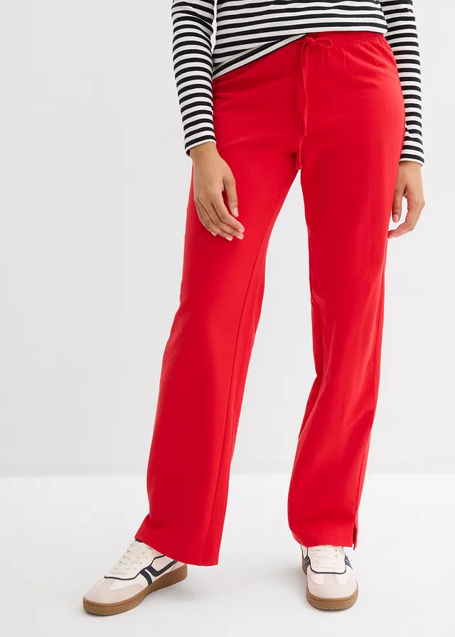 Pantaloni casual 100% din bumbac organic • roșu-căpșună • magazin bonprix