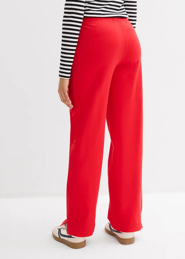 Sweatpants van biologisch katoen, Kleur: aardbeirood