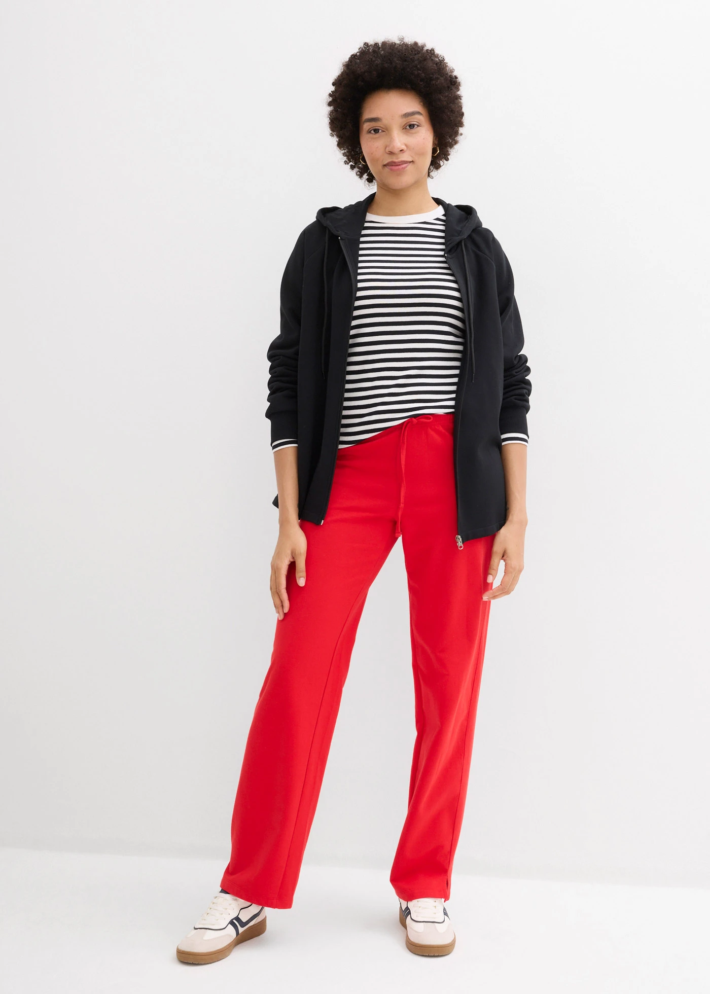 Pantaloni casual 100% din bumbac organic • roșu-căpșună • magazin bonprix