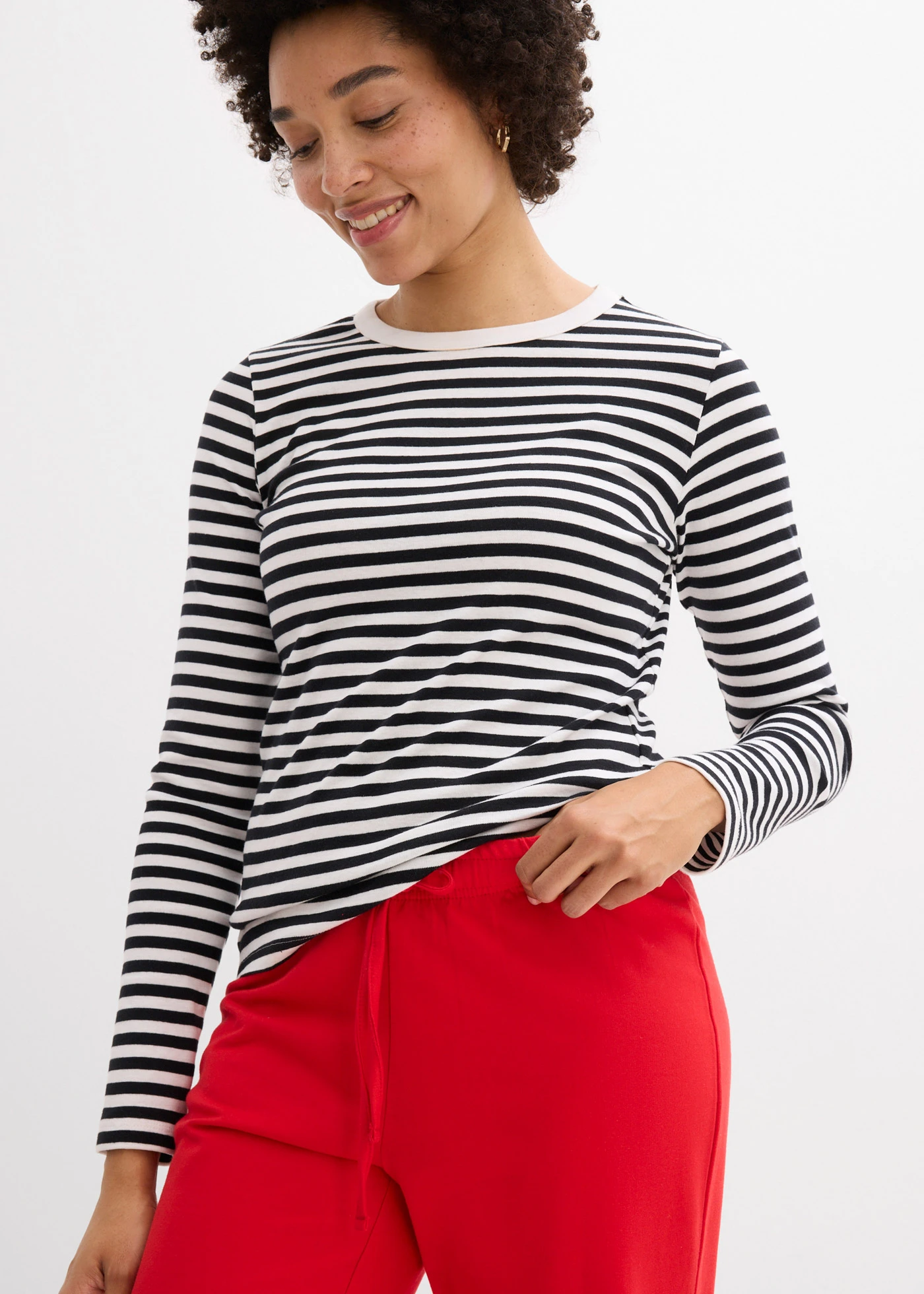 Pantaloni casual 100% din bumbac organic • roșu-căpșună • magazin bonprix