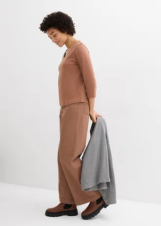 Heavy jersey shirt met 3/4 mouwen van puur biologisch katoen • kastanjebruin • bonprix online shop