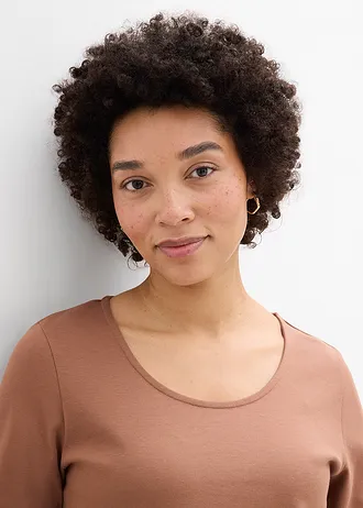 Tričko, 3/4-rukáv, z ťažkej kvality, bio bavlna • gaštanovo hnedá • obchod bonprix