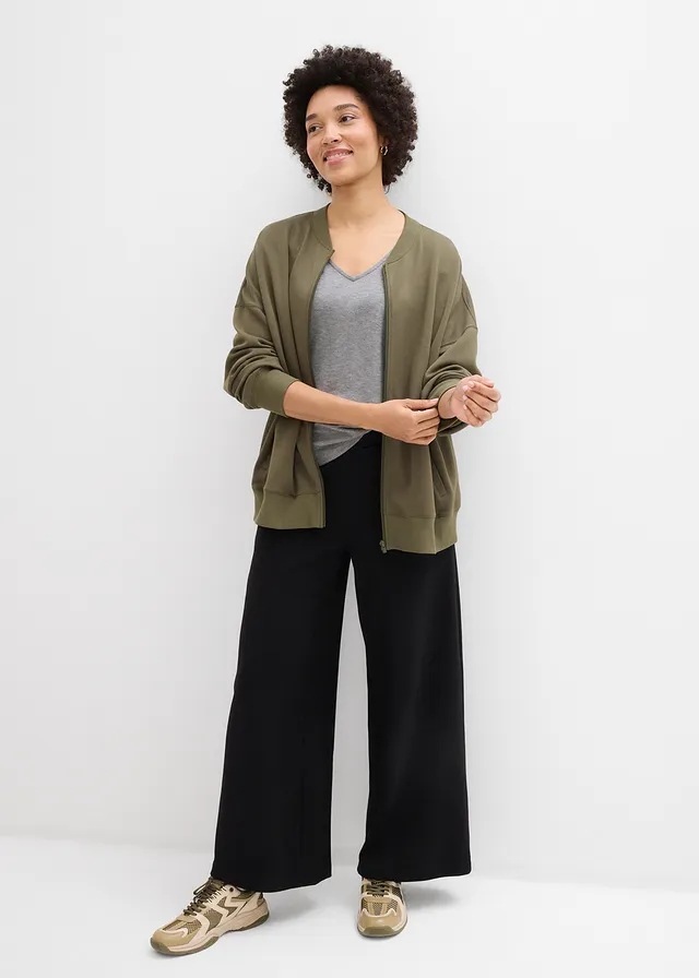 Bluză cu mânecă 3/4 din jerse gros 100% din bumbac organic, culoare: gri melanj melanj