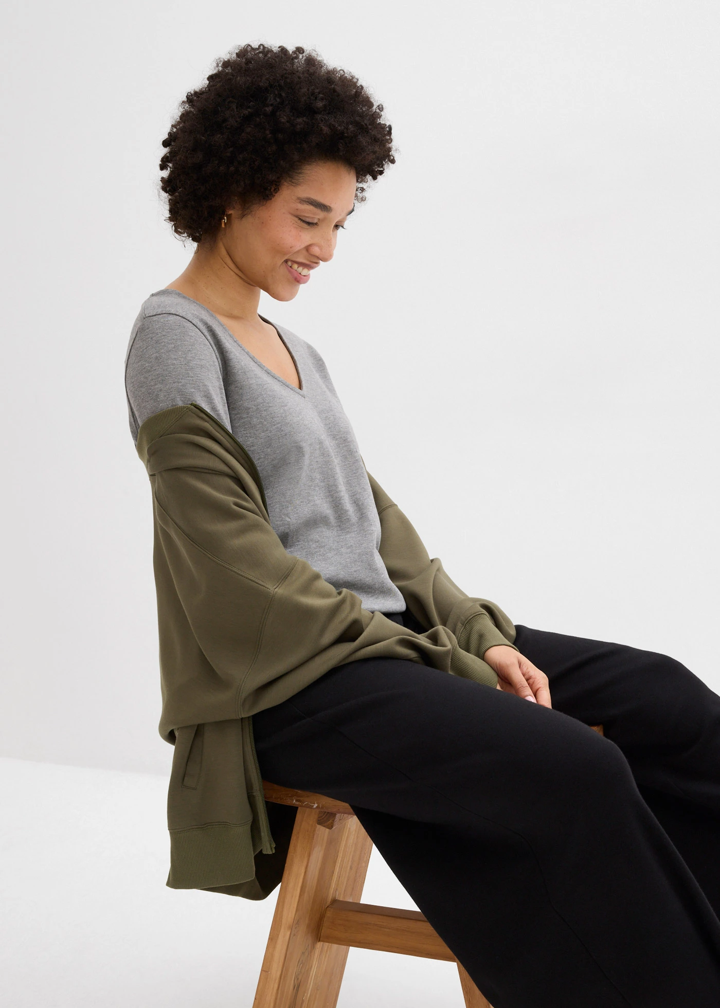 Heavy jersey shirt met 3/4 mouwen van puur biologisch katoen • grijs gemêleerd • bonprix online shop