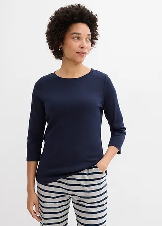 Bluză din jerse gros cu bumbac organic (set 3 buc.) • gri-antracit melanj-bleumarin-gri melanj melanj • magazin bonprix