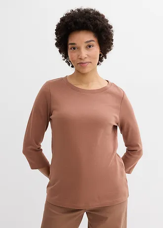 Heavy jersey shirt met biologisch katoen (set van 3), Kleur: kastanjebruin-zwart-parelwit