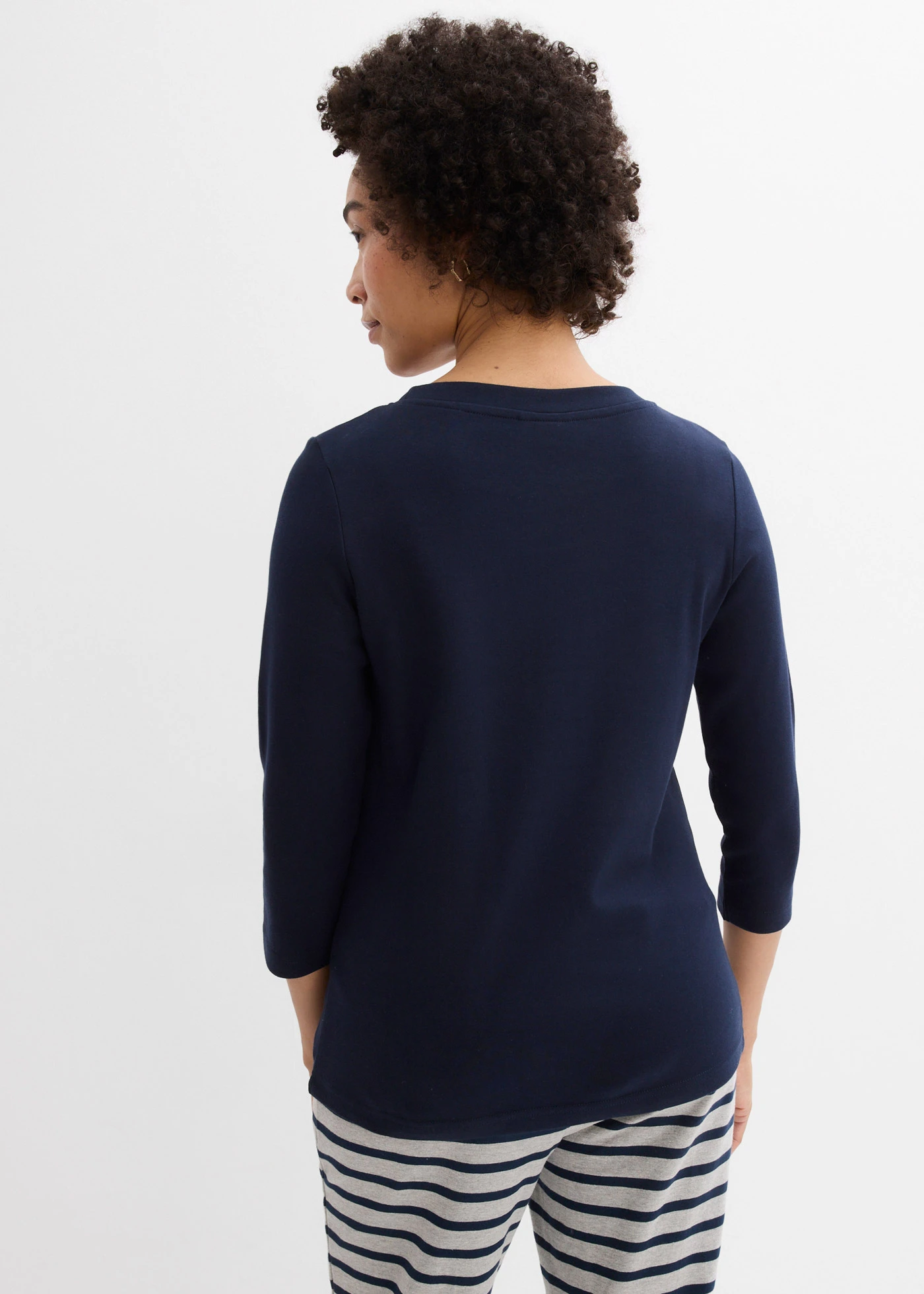 Bluză din jerse gros cu bumbac organic (set 3 buc.) • gri-antracit melanj-bleumarin-gri melanj melanj • magazin bonprix