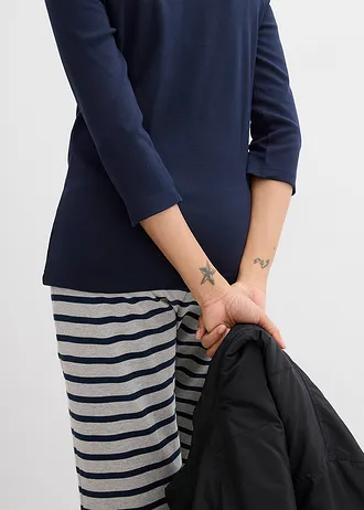 Heavy jersey shirt met biologisch katoen (set van 3) • antraciet gemêleerd-donkerblauw-grijs gemêleerd • bonprix online shop