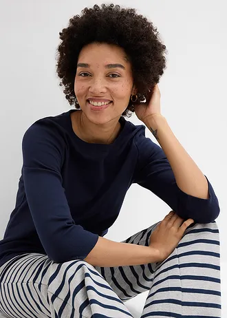 Heavy jersey shirt met biologisch katoen (set van 3) • antraciet gemêleerd-donkerblauw-grijs gemêleerd • bonprix online shop