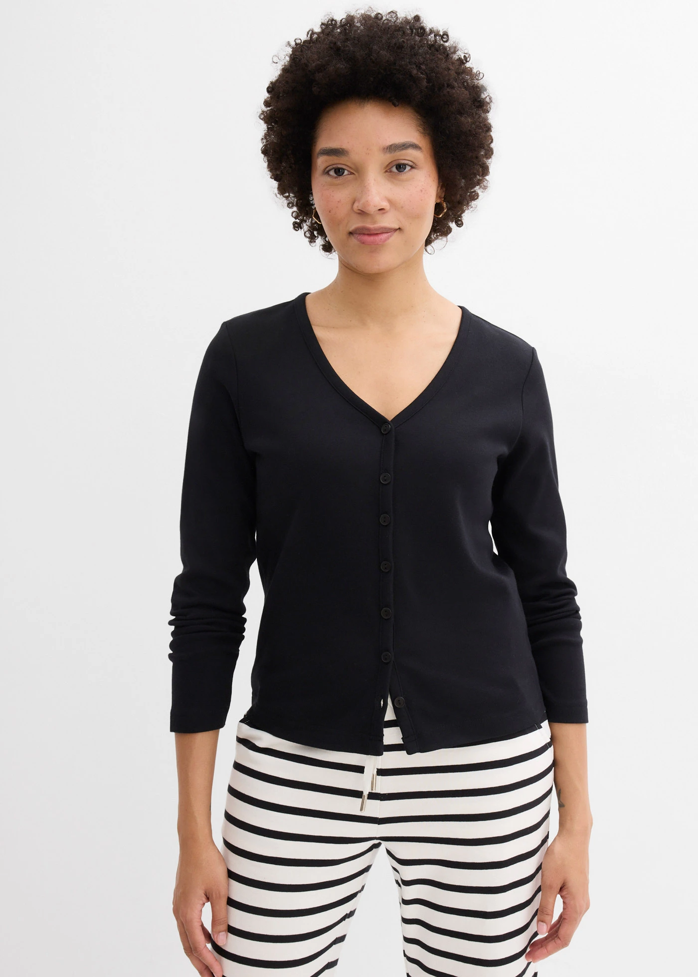 Jachetă din jerse gros 100% din bumbac organic • negru • magazin bonprix