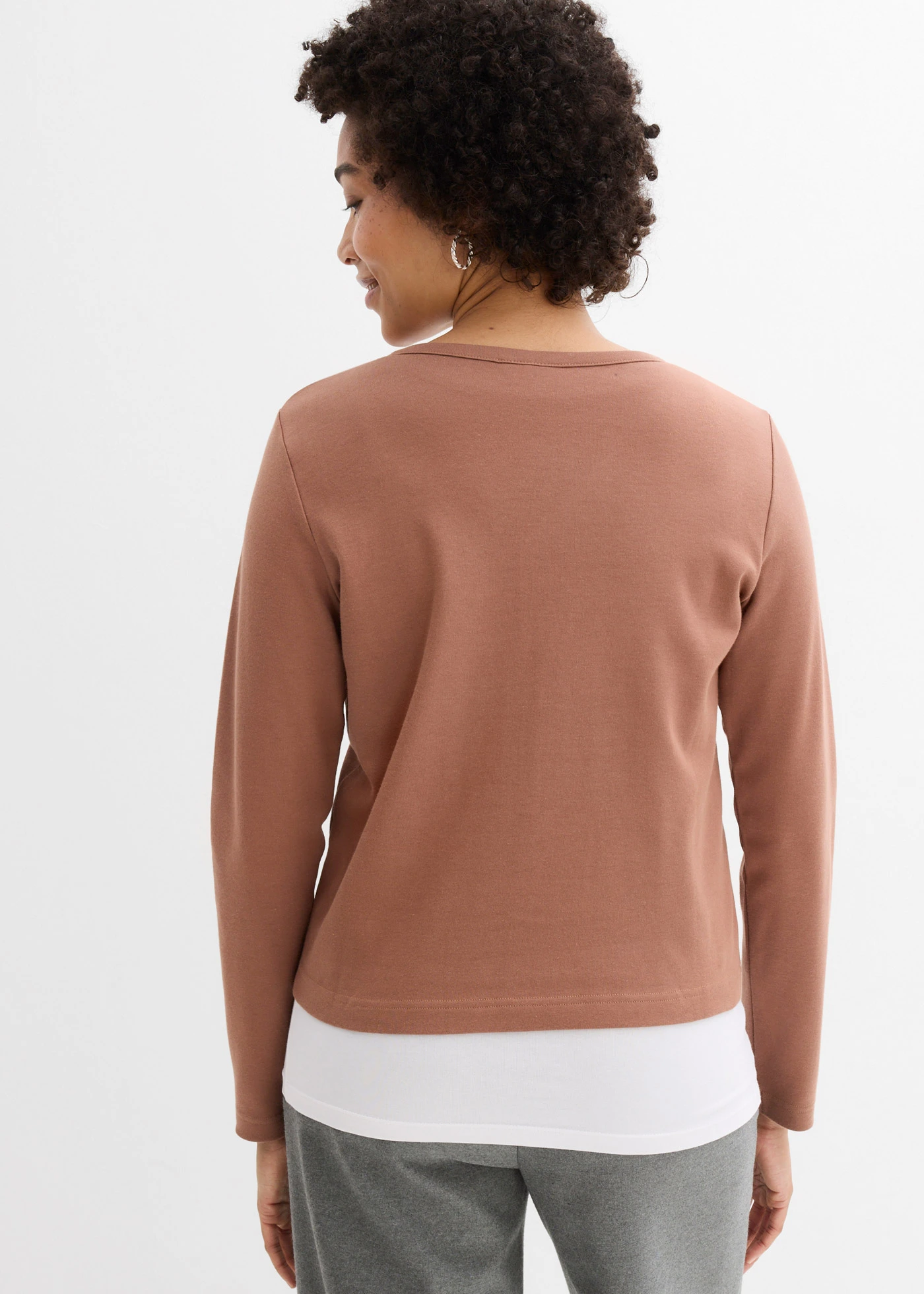 Jachetă din jerse gros 100% din bumbac organic • maro castaniu • magazin bonprix