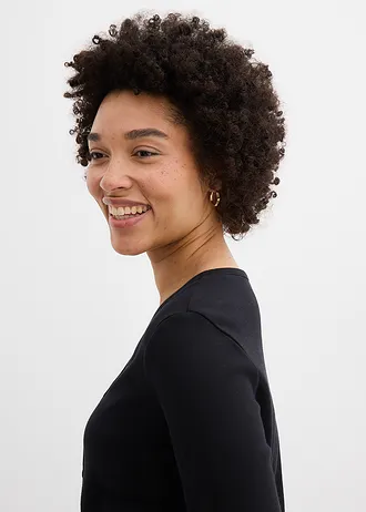 Jachetă din jerse gros 100% din bumbac organic • negru • magazin bonprix