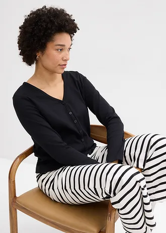 Jachetă din jerse gros 100% din bumbac organic • negru • magazin bonprix