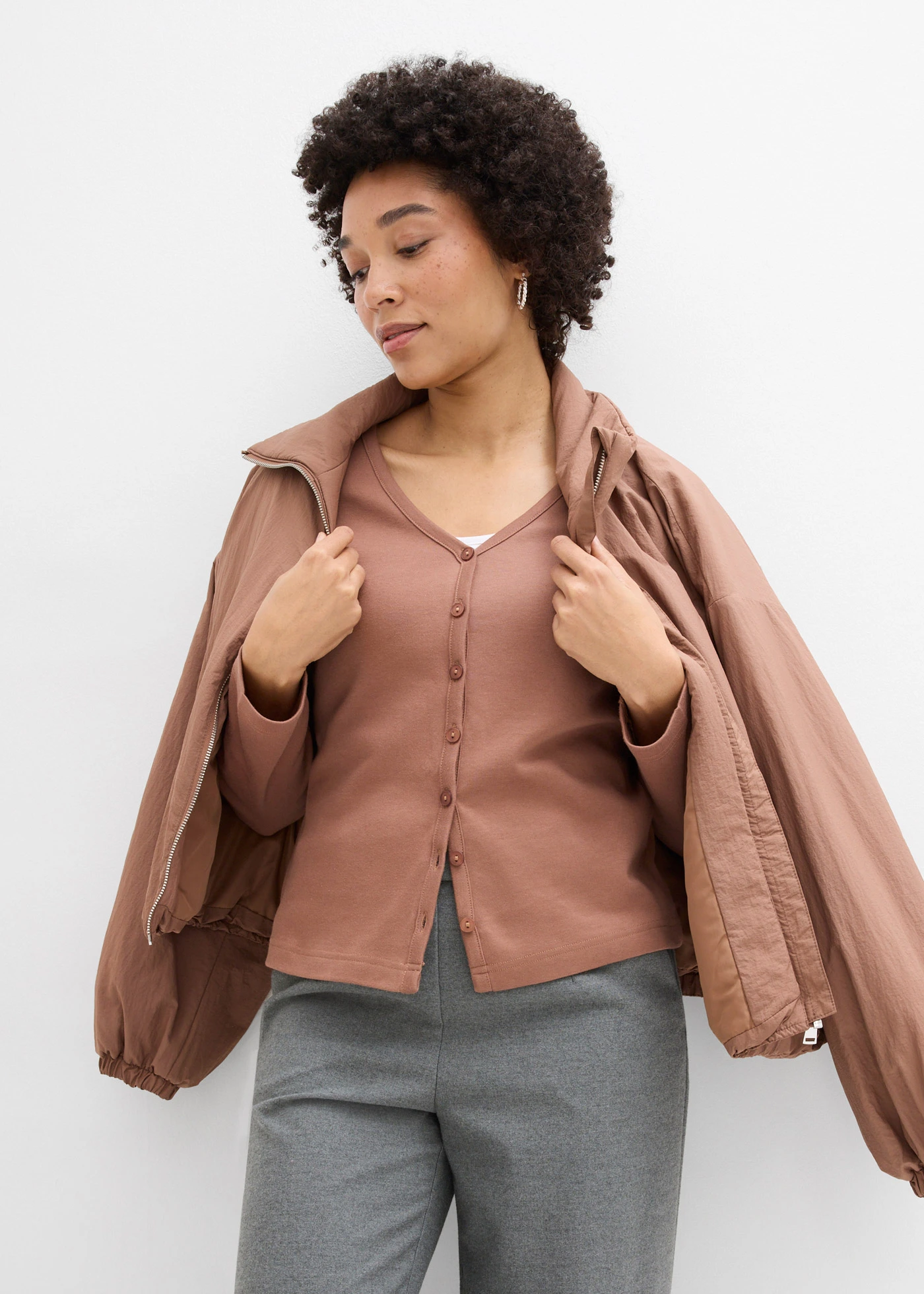 Gilet en jersey épais 100% coton • marron • Boutique bonprix