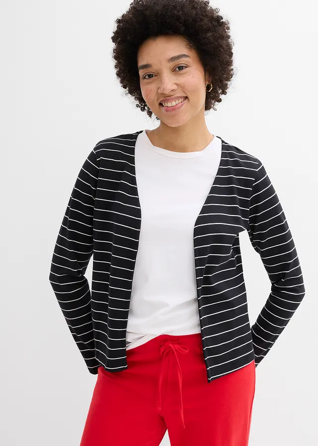 Zwaar jersey shirtvest van puur biologisch katoen • zwart-parelwit gestreept • product-page.page-title-suffix