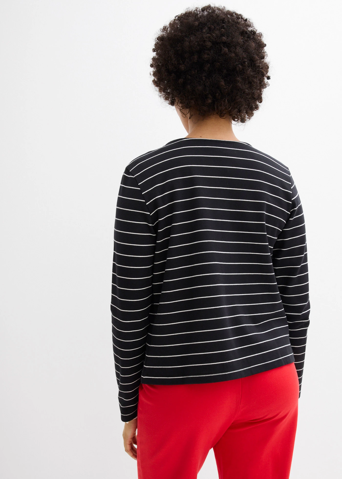 Zwaar jersey shirtvest van puur biologisch katoen • zwart-parelwit gestreept • bonprix online shop