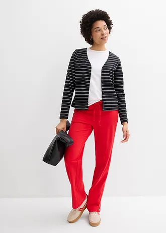 Jachetă din jerse gros 100% din bumbac organic • negru-alb perlat dungat • magazin bonprix