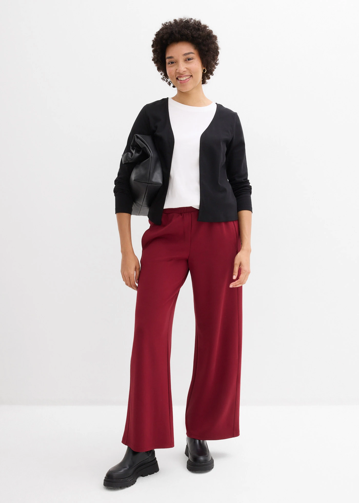 Jachetă din jerse gros 100% din bumbac organic • negru • magazin bonprix