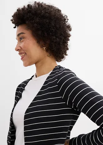 Gilet en jersey épais 100% coton • noir-blanc nacré rayé • Boutique bonprix