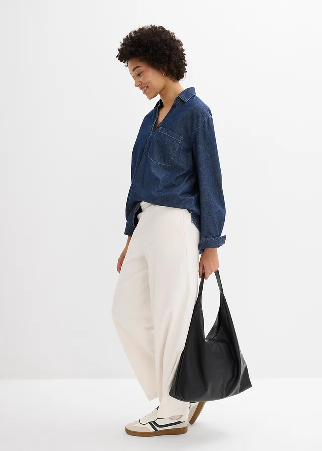 Jupe-culotte 100% coton, Couleur: blanc nacré
