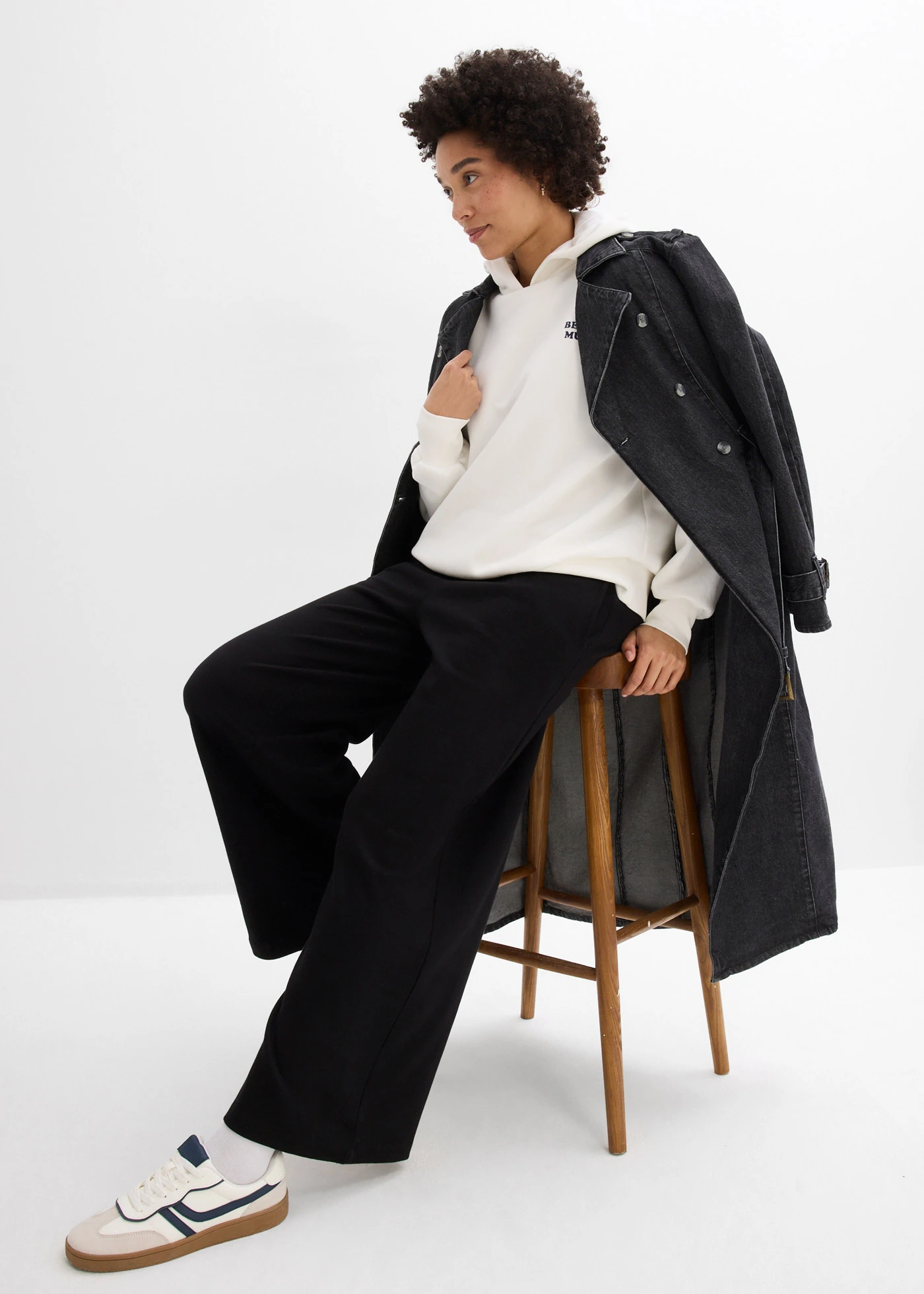 Pantaloni Culotte din bumbac organic 100% • negru • magazin bonprix