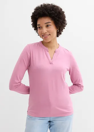 Csípőig érő Henley póló • mályva • bonprix áruház