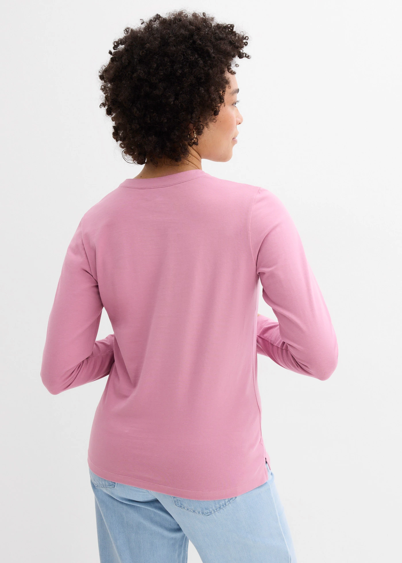 T-shirt long à col tunisien • mauve • Boutique bonprix