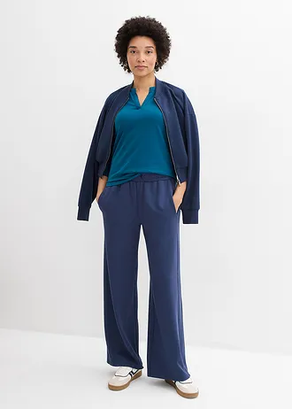 T-shirt long à col tunisien • bleu pétrole • Boutique bonprix