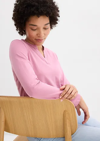 Heuplang Henley-shirt • mauve • bonprix online shop