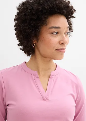 T-shirt long à col tunisien • mauve • Boutique bonprix