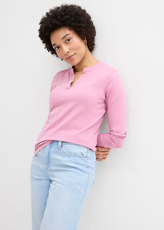 Bluză henley lungă până la șolduri • mov-maroniu • magazin bonprix