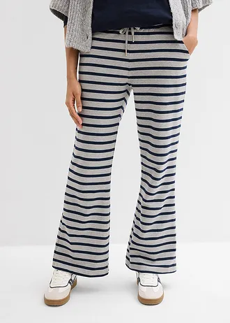 Pantaloni casual 100% din bumbac organic • gri deschis melanj/bleumarin dungat • magazin bonprix