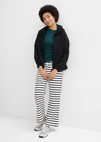 Sweatpants met biologisch katoen • zwart-wolwit gestreept • bonprix online shop