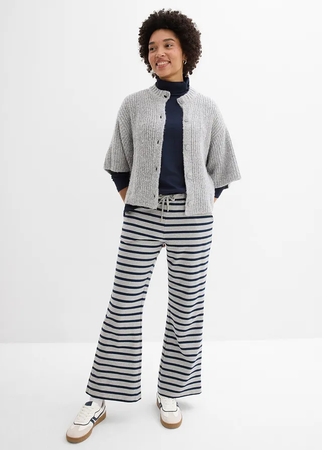 Sweatpants met biologisch katoen • lichtgrijs gemêleerd-donkerblauw gestreept • product-page.page-title-suffix