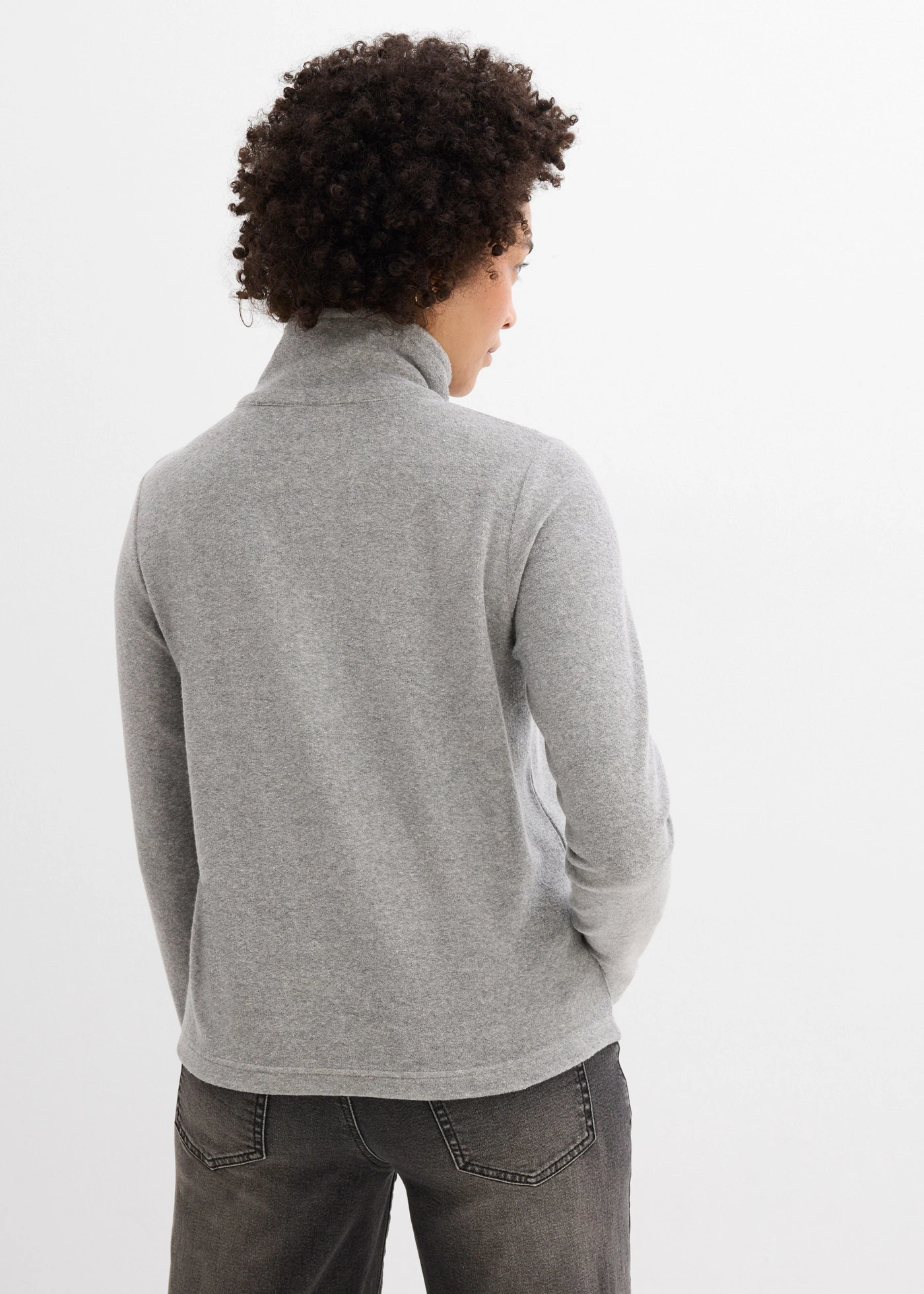 T-shirt manches longues en éponge • gris clair chiné • Boutique bonprix