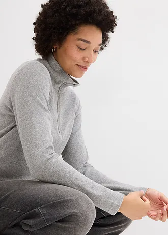Longsleeve van badstof • lichtgrijs gemêleerd • bonprix online shop
