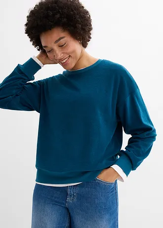 T-shirt manches longues en éponge • bleu pétrole • Boutique bonprix