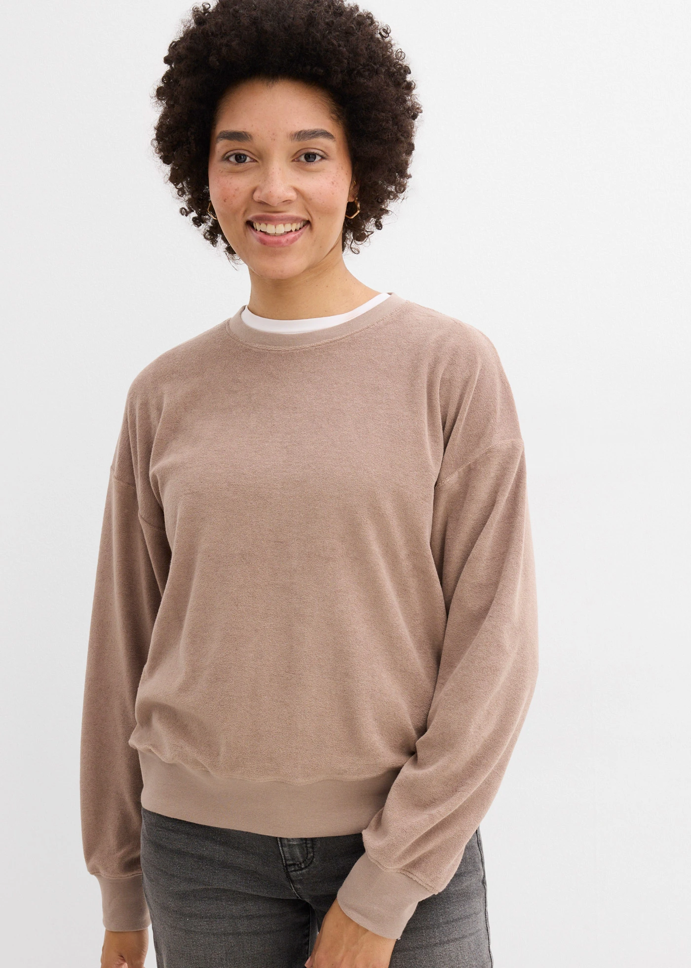 Longsleeve van badstof • taupe • bonprix online shop