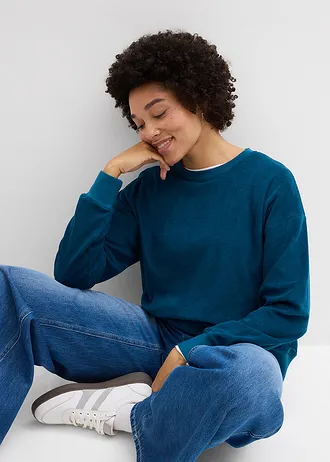 Frottír hosszú ujjú póló • olajkék • bonprix áruház