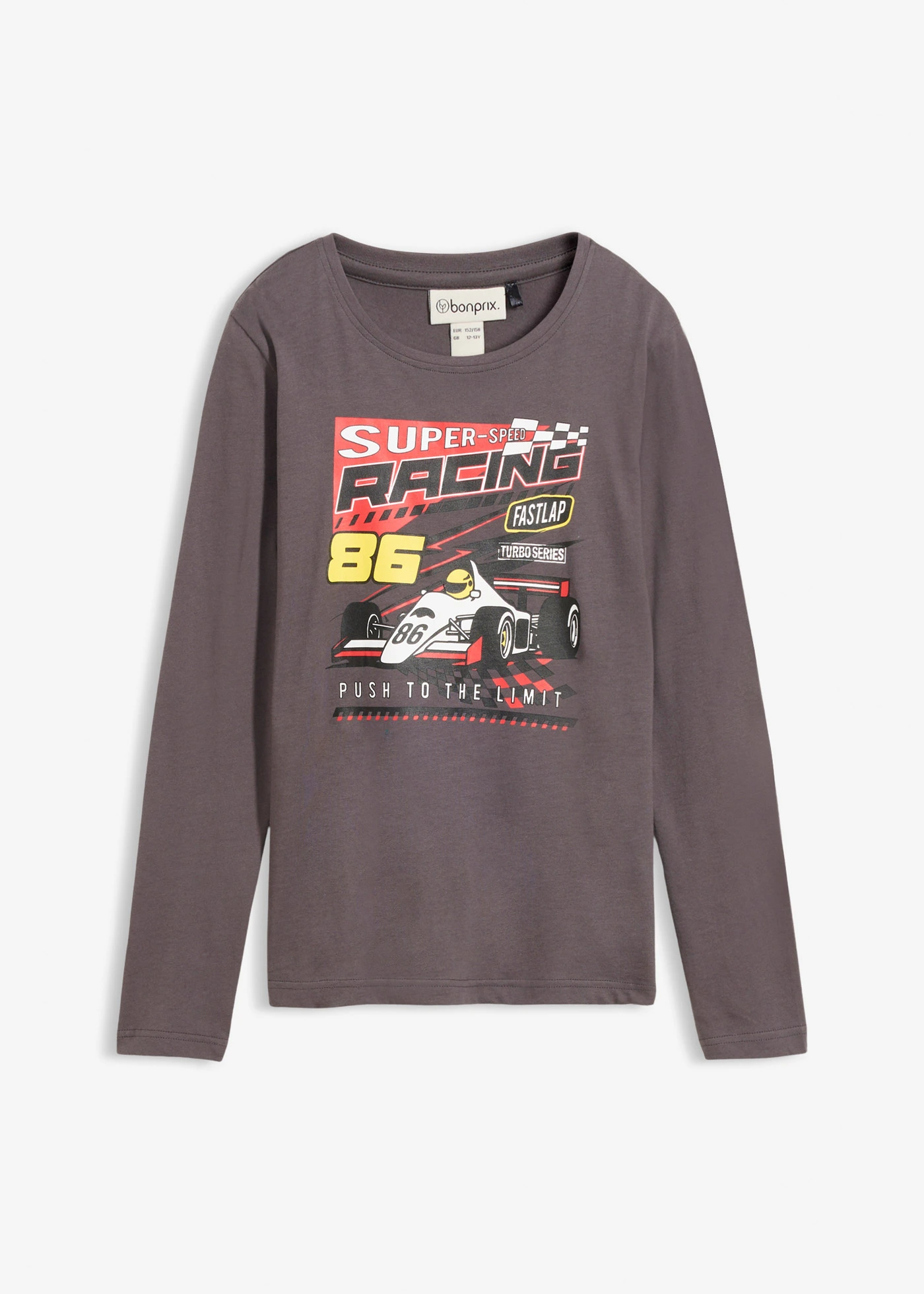 Longsleeve van biologisch katoen • leisteengrijs met print • bonprix online shop