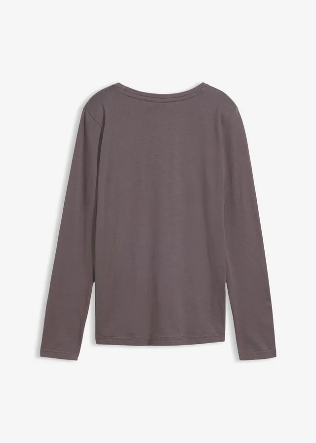 Longsleeve van biologisch katoen, Kleur: leisteengrijs met print