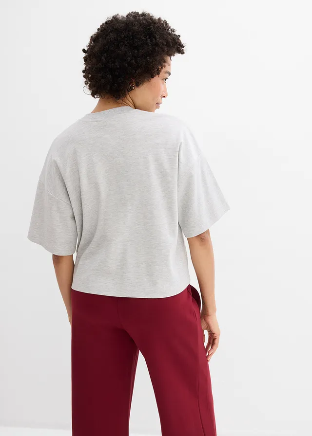 T-shirt court et oversize en coton épais • gris clair chiné • product-page.page-title-suffix