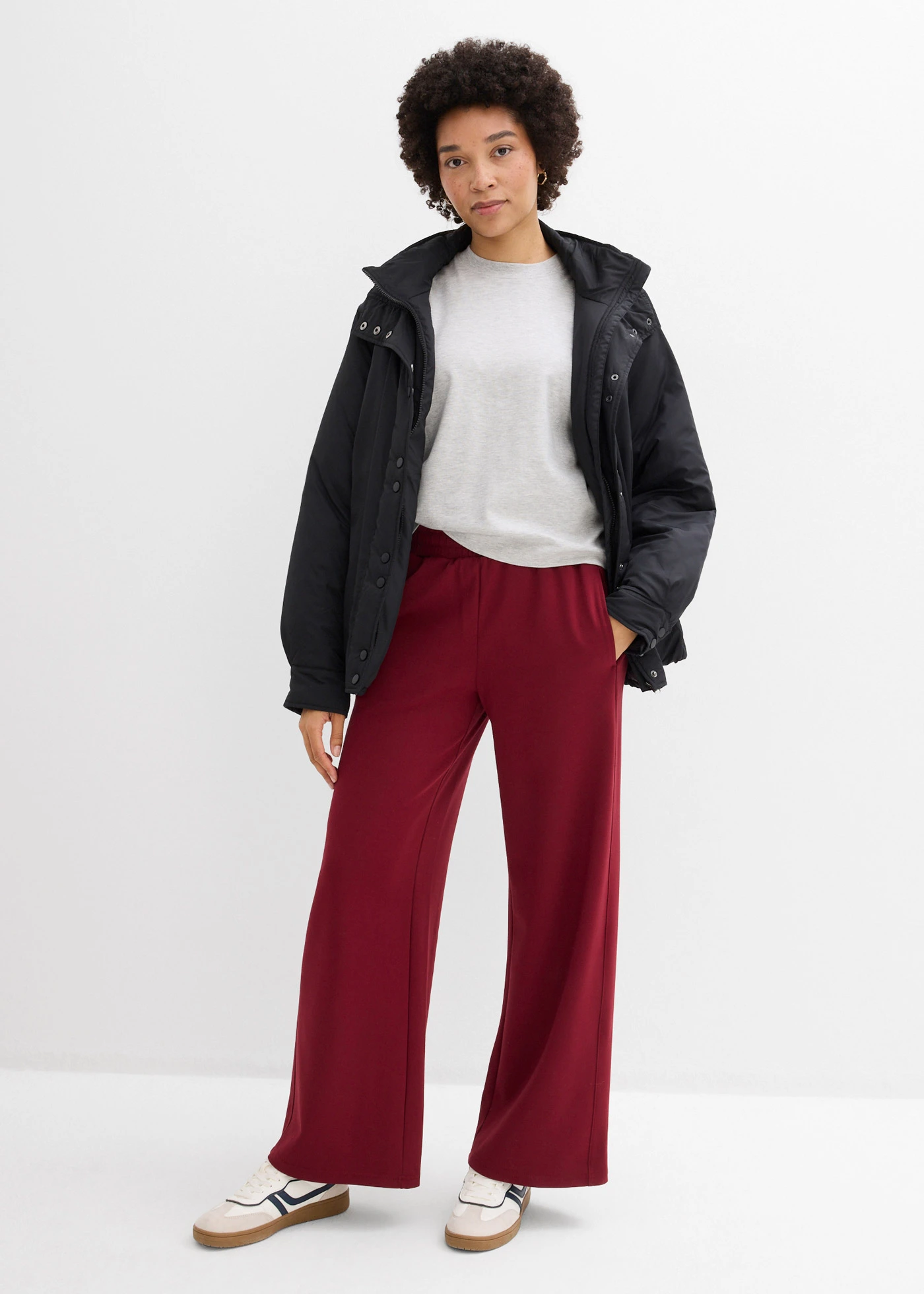 Bluză scurtă cu croi oversize din 100% bumbac gros organic • gri deschis melanj • magazin bonprix