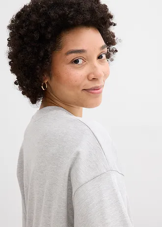 Rövid, bő póló tiszta, nehéz bio-pamutból • világosszürke melírozott • bonprix áruház