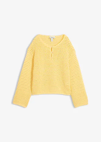 Pulover ajurat în stil boxy • galben deschis • magazin bonprix
