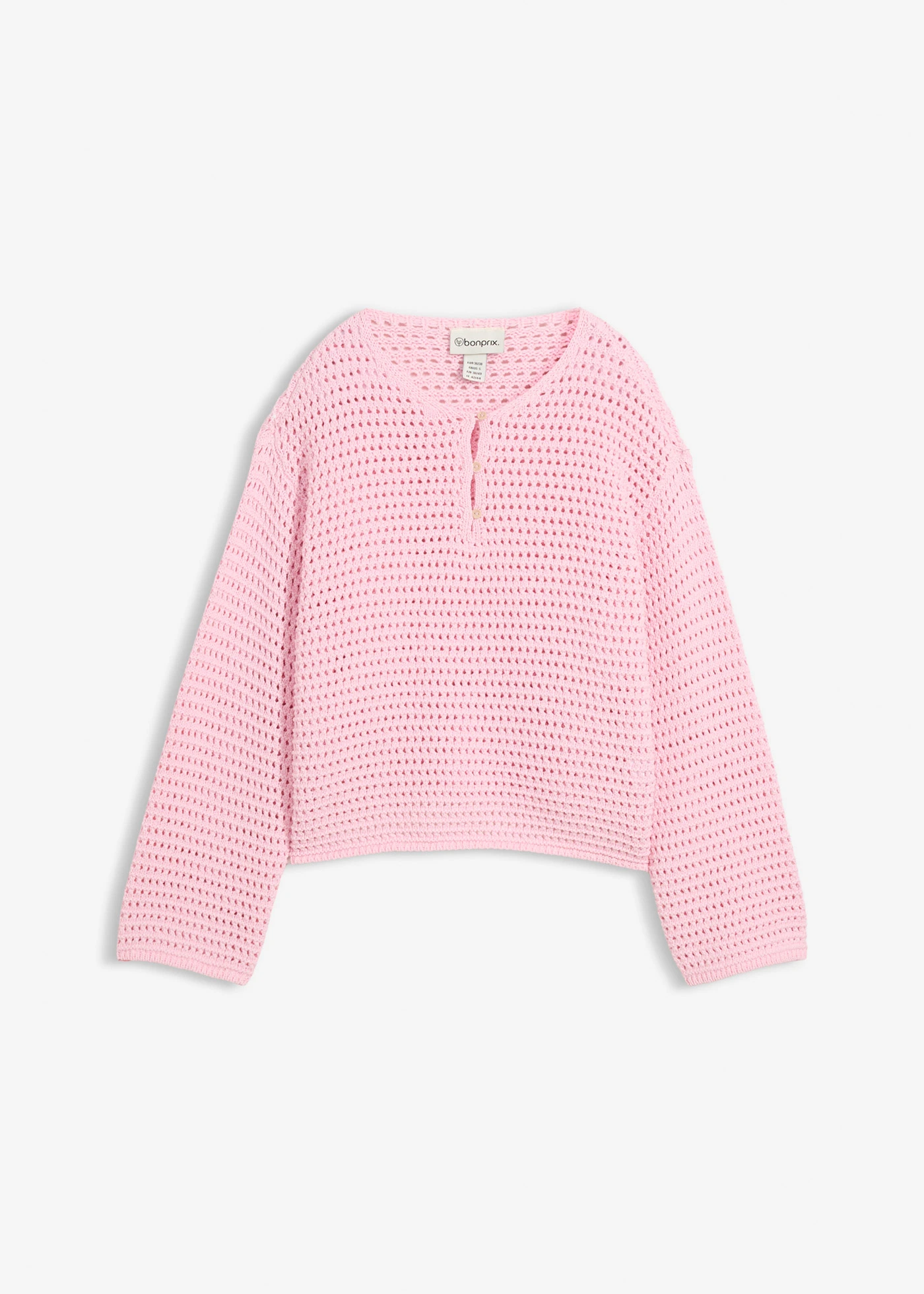 Pulover ajurat în stil boxy • roz cristal • magazin bonprix