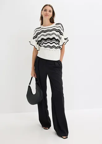 Gebreid shirt • wolwit-zwart • bonprix online shop