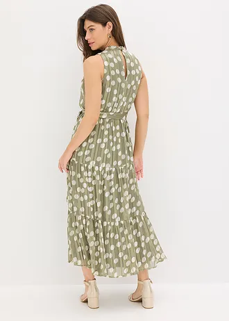 Rochie din șifon cu sclipici • oliv-alb cu imprimeu • magazin bonprix