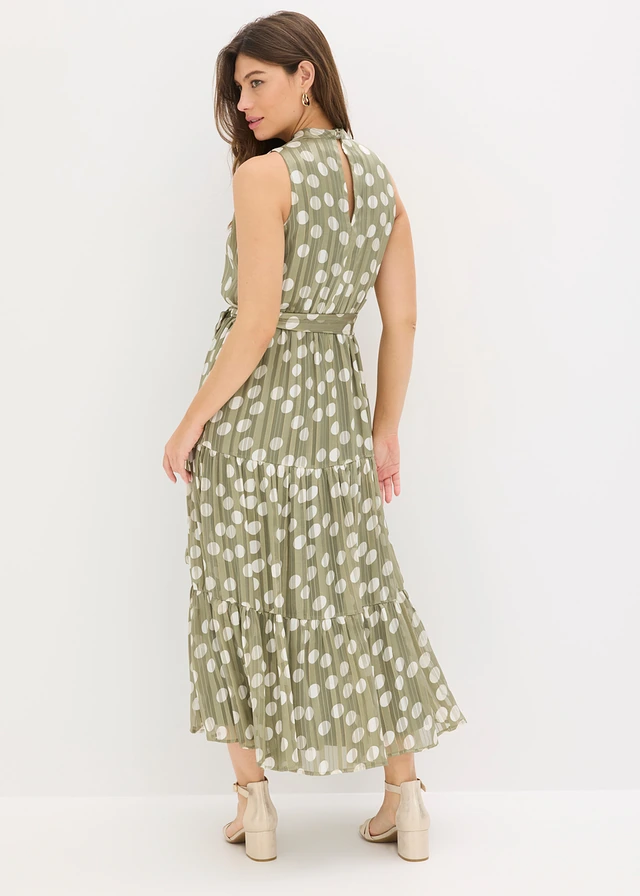 Chiffon jurk met glitter • olijfgroen-wit gedessineerd • product-page.page-title-suffix
