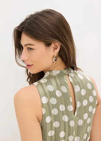 Rochie din șifon cu sclipici • oliv-alb cu imprimeu • magazin bonprix